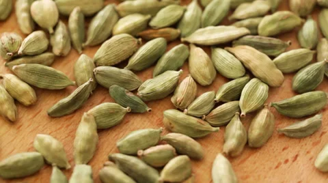 Cardamum seed at rotating display - close up Stock Footage 35965707