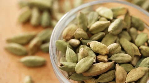 Cardamum seed at rotating display - close up Stock Footage 35965804