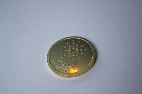 Cardano ADA cryptocurrency coin over white background Stock Photos