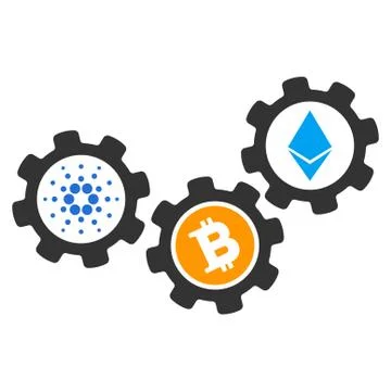 Cardano Cryptocurrency Engine Flat Icon Illustrazione stock