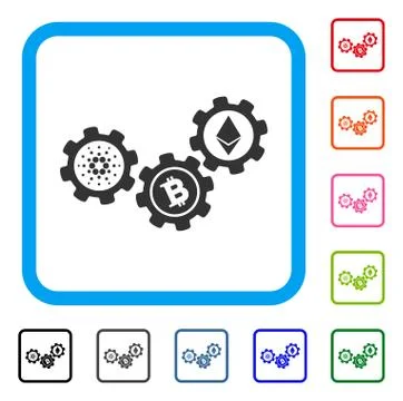 Cardano Cryptocurrency Engine Framed Icon Stock Illustration
