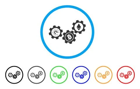 Cardano Cryptocurrency Engine Rounded Icon Illustrazione stock