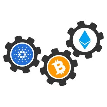 Cardano Cryptocurrency Gears Flat Icon Stock Illustration