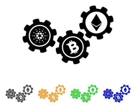 Cardano Cryptocurrency Gears Vector Icon Stock Illustration