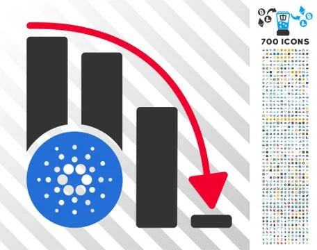 Cardano Down Chart Flat Icon with Bonus Stock Illustration