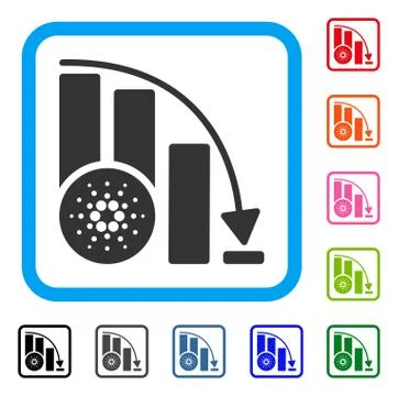 Cardano Down Chart Framed Icon Stock Illustration
