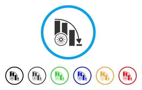 Cardano Fall Down Chart Rounded Icon Stock Illustration