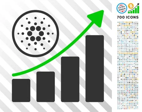Cardano Growth Up Chart Flat Icon with Bonus Stock Illustration