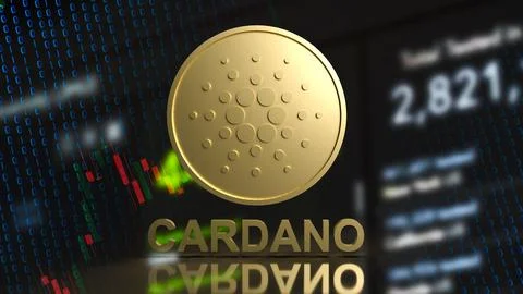 The cardano or ada coins for crypto currency or technology concept 3d renderi Stock Illustration