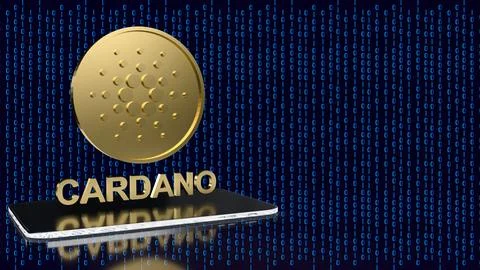 The cardano or ada coins for crypto currency or technology concept 3d renderi Stock Illustration