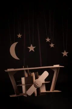 Cardboard biplane Stock Photos