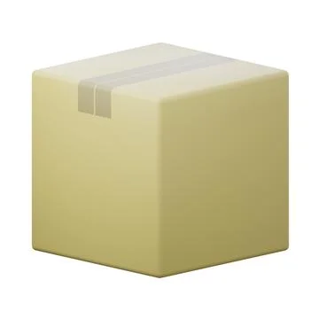 Cardboard box 3d render icon. 스톡 일러스트
