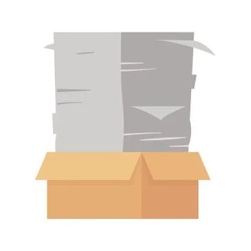 Cardboard box and papers stack isolated icon design イラスト素材