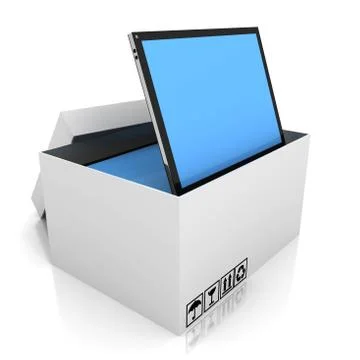 Cardboard box and tablet computer PC Stock Illustration