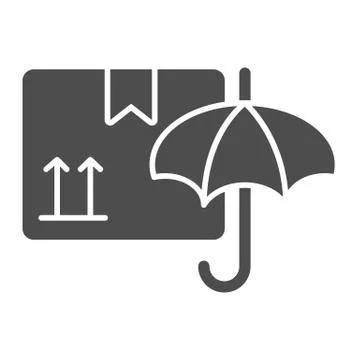 Cardboard box and umbrella solid icon, Logistic and delivery symbol, Keep dry 스톡 일러스트