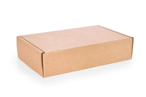 Cardboard box angle view isolated with clipping path Foto stock
