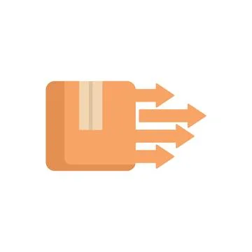 Cardboard box with arrows representing fast delivery service 库存插图