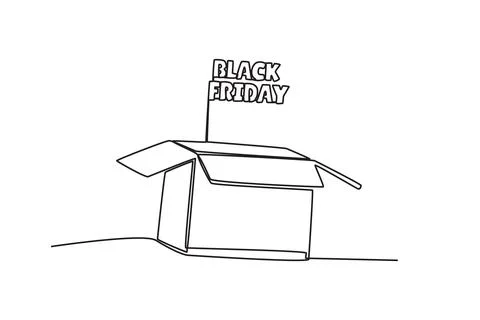 A cardboard box with Back Friday written on it Stock Illustration