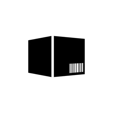 Cardboard Box with Bar Code Flat Vector Icon 스톡 일러스트