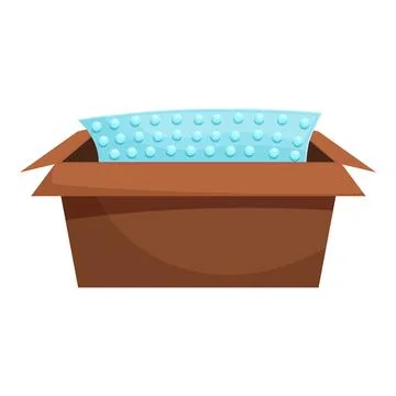 Cardboard box with bubble wrap for packing fragile goods Stock Illustration