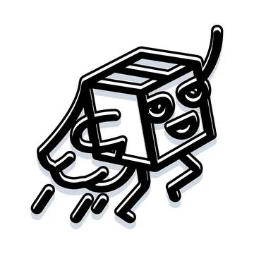 Cardboard box character flying with cape Stock Illustration