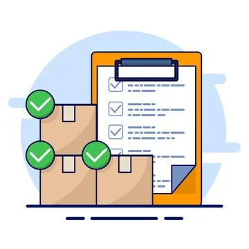 Cardboard box with check mark linear icon. order sent. Delivery Confirmed. Stock Illustration