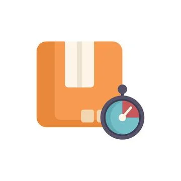 Cardboard box with chronometer displaying express delivery time Stock Illustration