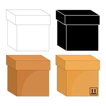 Cardboard box. Closed package set. Delivery symbol or icon. Vector illstratio Illustrazione stock