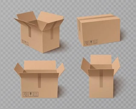 Cardboard box collection with open top 스톡 일러스트