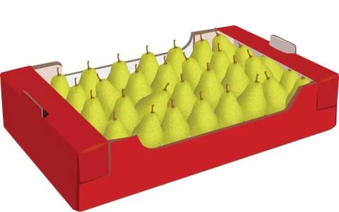 Cardboard box containing pear fruit Stock Illustration