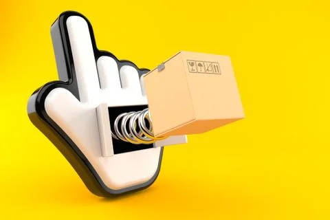Cardboard box with cursor 库存插图