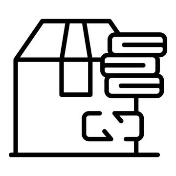 Cardboard box with database and return sign representing e commerce return .. イラスト素材