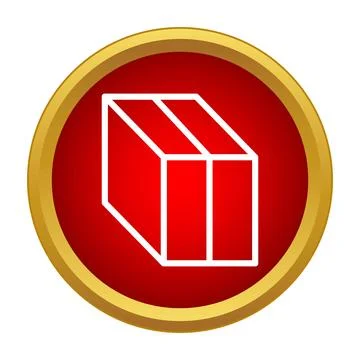 Cardboard box delivery parcel icon in red circle Stock Illustration