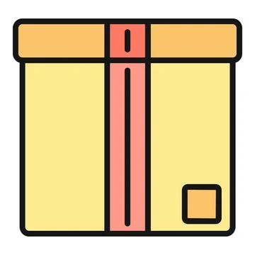 Cardboard box delivery parcel icon flat design Stock Illustration