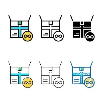 Cardboard box endless use color icon vector variety イラスト素材
