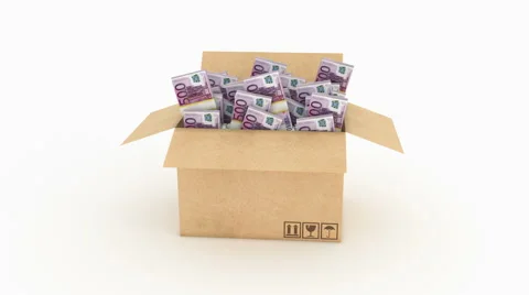 Cardboard box with euro Stock Footage