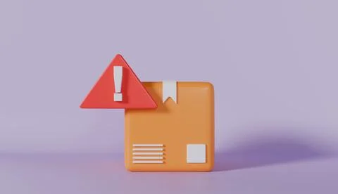 Cardboard box with exclamation mark warning problem danger information Stock Illustration