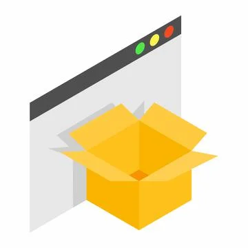 Cardboard box with file isometric 3d icon Stock Illustration