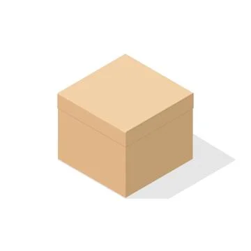 Cardboard box with flat shadow. Stock Illustration