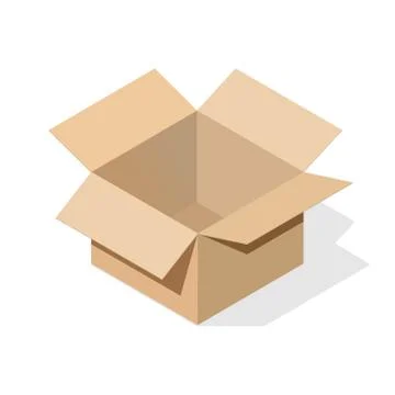 Cardboard box with flat shadow. Stock Illustration