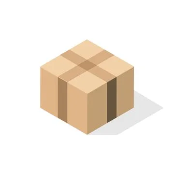 Cardboard box with flat shadow. Stock Illustration
