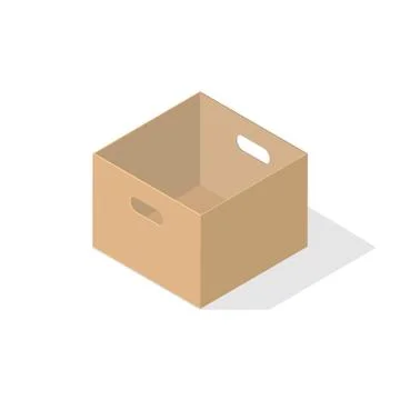 Cardboard box with flat shadow. Stock Illustration