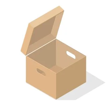 Cardboard box with flat shadow. Stock Illustration