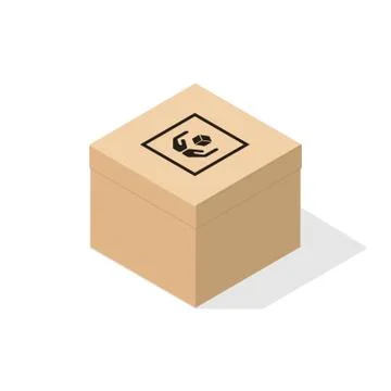 Cardboard box with flat shadow. Stock Illustration