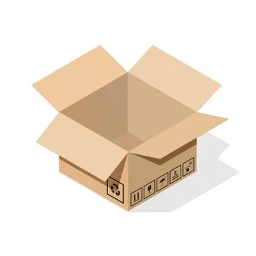 Cardboard box with flat shadow. Stock Illustration