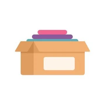 Cardboard box full of clothes ready for donation Stock Illustration