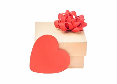 Cardboard box gift isolate. Stock Photos