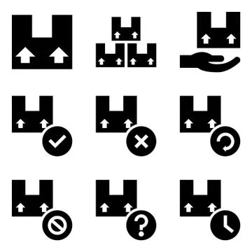 Cardboard Box Glyphs Stock Illustration