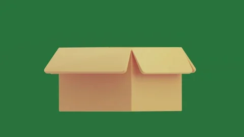 A cardboard box on green screen and an open green screen creative style design Stock Footage 335980258