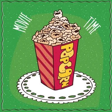 Cardboard box with a heap of popcorn Stock Illustration